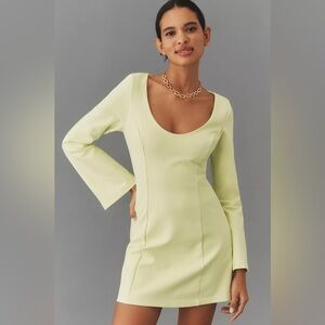 MAEVE LONG-SLEEVE SCOOP-NECK MINI DRESS
CHARTREUSE Size S Petite NWT
